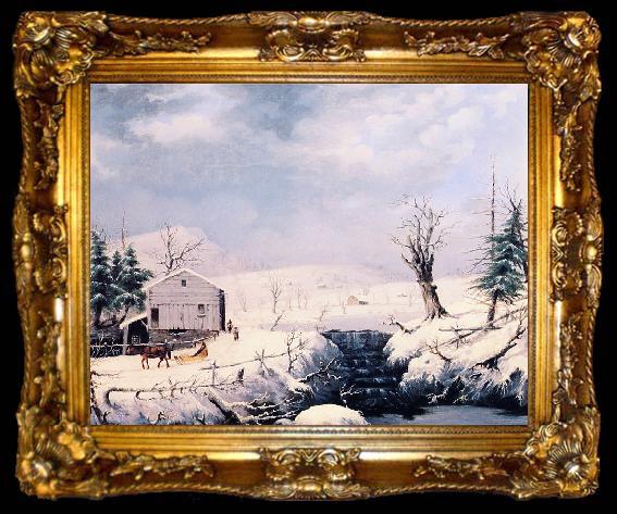 framed  George Henry Durrie Winter in New England, ta009-2